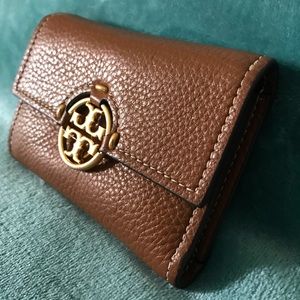 Tory Burch Light Umber Miller Medium Leather Flap Wallet